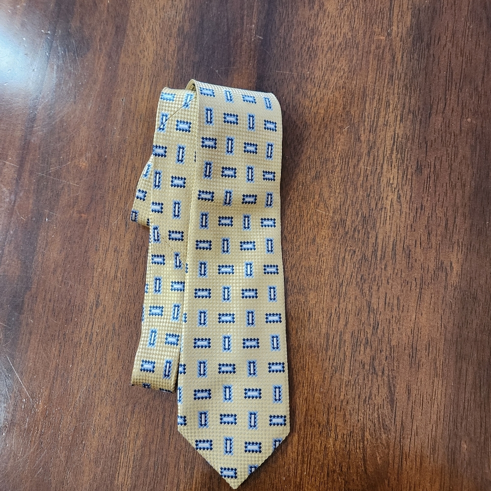 Burma Bibas Tie -  3.5 in Yellow Blue 100% XLong Silk Necktie - Men's Classic